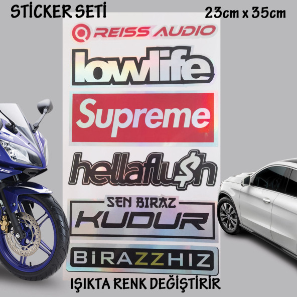 biraz hız kudur otomobil motosiklet cam uyumlu çoklu oto sticker - hologram etkili set çıkartma ürün görseli 1