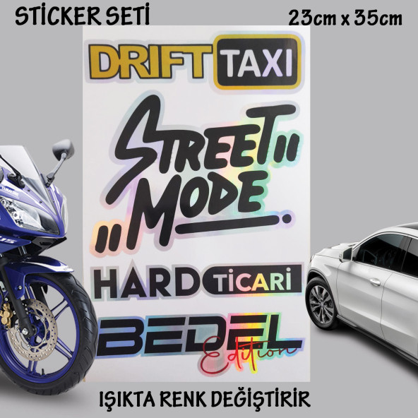 drift taksi hard ticari otomobil motosiklet cam uyumlu çoklu oto sticker - hologram etkili set çıkartma ürün görseli 1