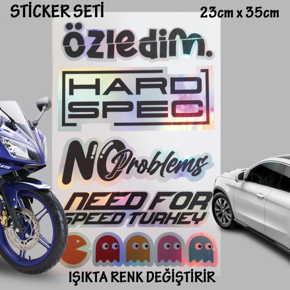 özledim problem yok otomobil motosiklet cam uyumlu çoklu oto sticker - hologram etkili set çıkartma ürün görseli 1