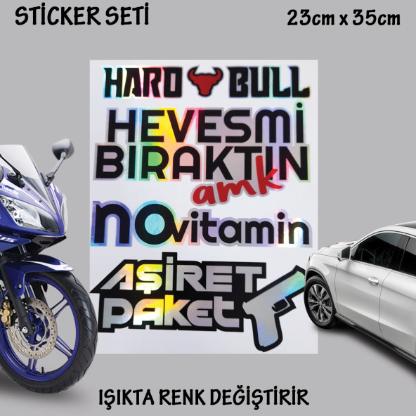 hevesmi bıraktın aşiret otomobil motosiklet cam uyumlu çoklu oto sticker - hologram etkili set çıkartma ürün görseli 1