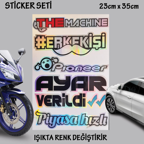 erkek işi mkine otomobil motosiklet cam uyumlu çoklu oto sticker - hologram etkili set çıkartma ürün görseli 1