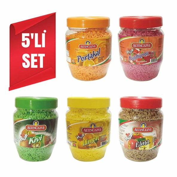 Altıncezve Granül Oralet 5 li Paket 300Gr x 5 Adet (Portakal,Limon,Kuşburnu,Kivi,Elma) ürün görseli 1