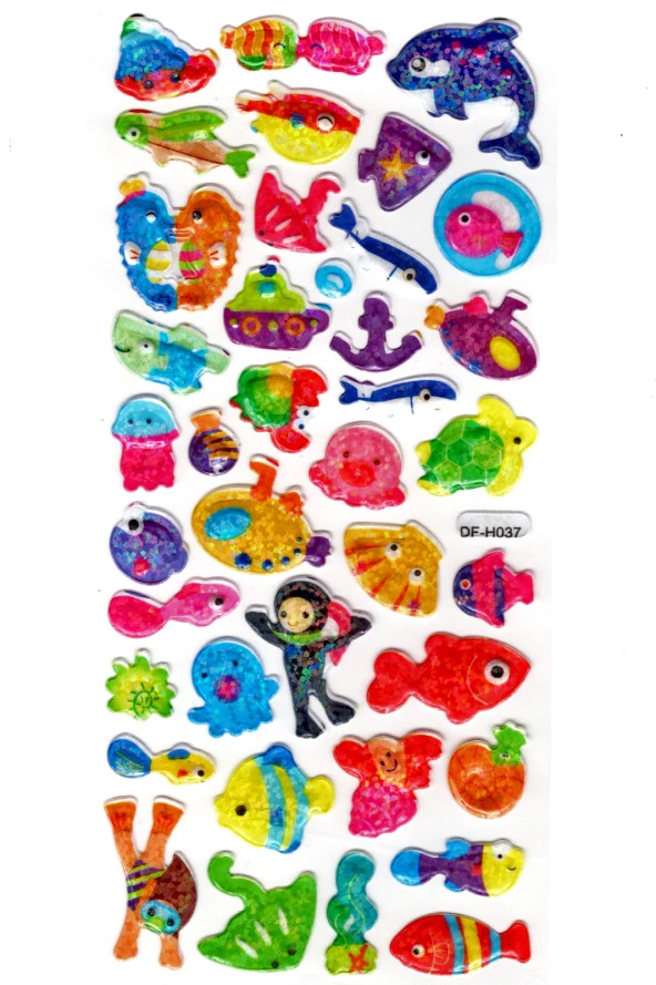 Işıltılı Sticker Kabartmalı Stiker Defter Planlayıcı Etiket (Dfh037)-18x9cm- Balık Dalgıç ürün görseli 1