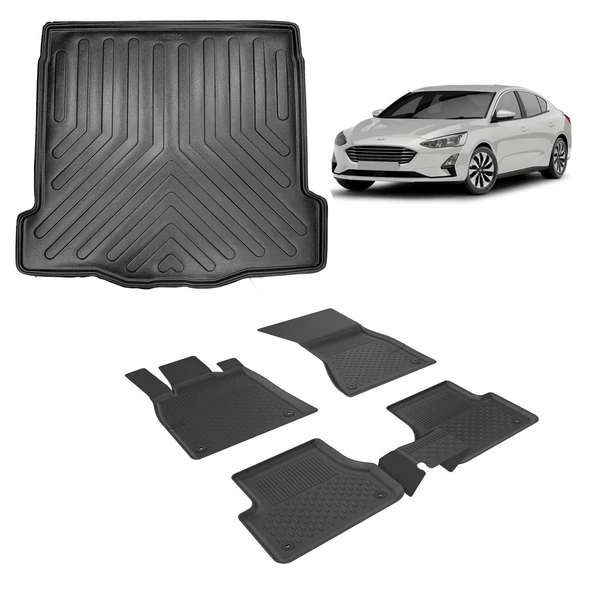 Sahler Ford Focus 4 Sedan 2019+ 4.5D Sahler Paspas ve 3D Bagaj Havuzu Set ürün görseli 1