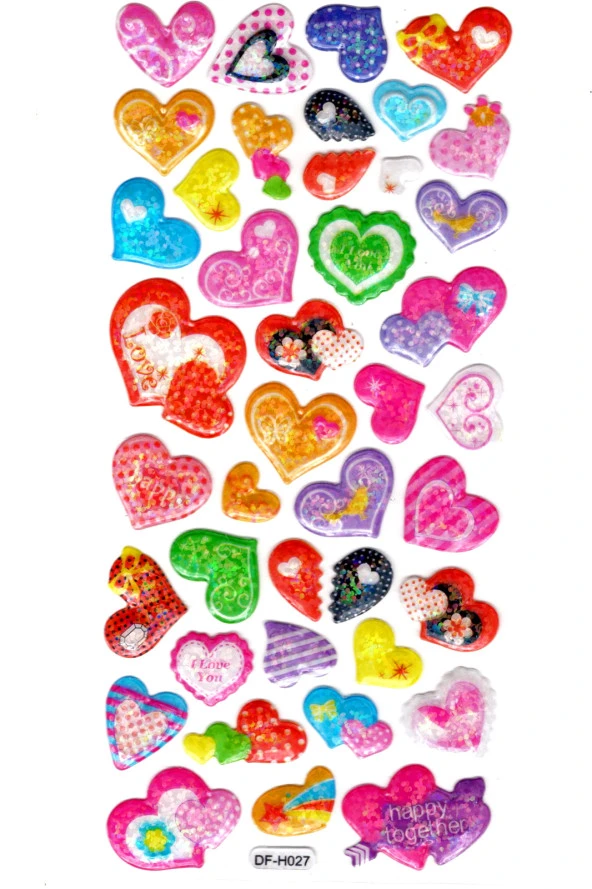 Işıltılı Sticker Kabartmalı Stiker Defter Planlayıcı Etiket (Dfh027)-18x9cm- Kalp Renkli ürün görseli 1