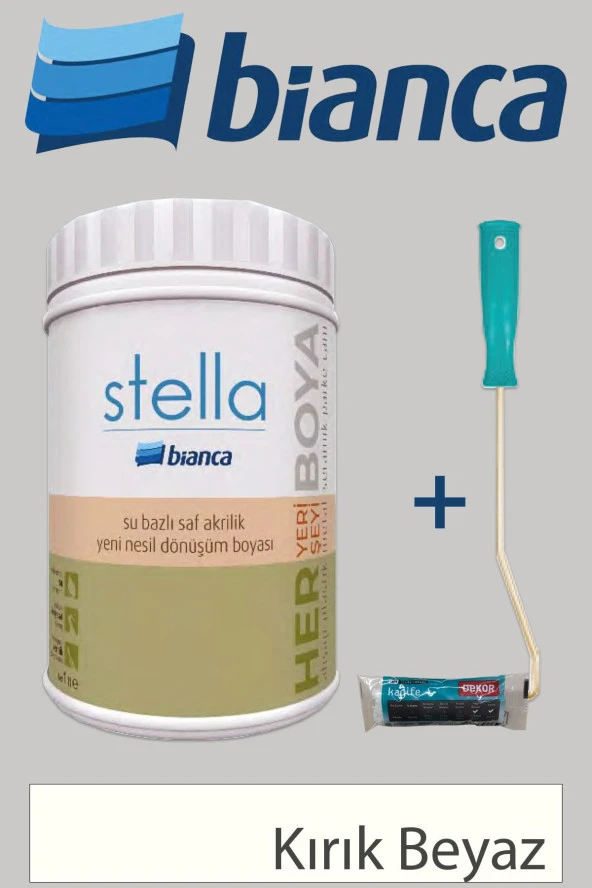 Stella Su Bazlı Saf Akrilik (1Lt Boya + Dekor Kadife Rulo) ürün görseli 1