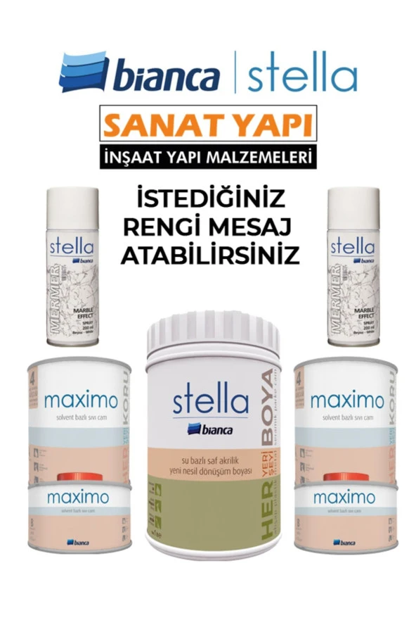 Stella Set Boya Beyaz + 2 Mermer Efekti + 2 Maximo Parlak ürün görseli 1