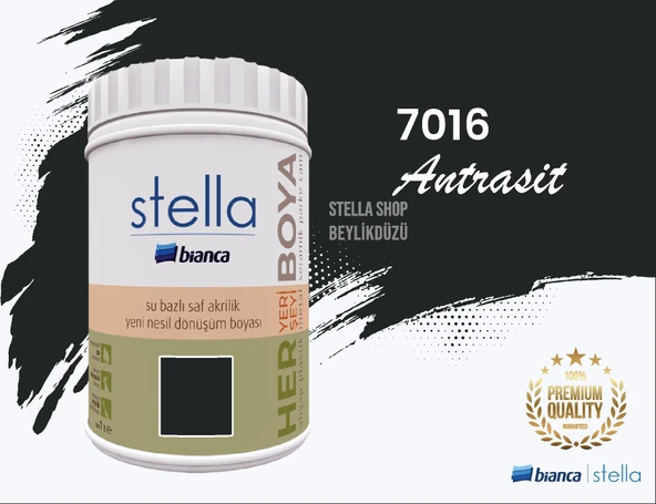 Stella Su Bazlı Saf Akrilik Boya-7016 Antrasit 1 Lt ürün görseli 1