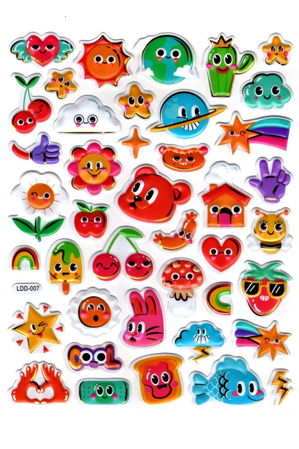 Sticker Kabartmalı Stiker Defter Planlayıcı Etiket (Ldd007)-24x19cm - Dünya Çiçek Balık ürün görseli 1