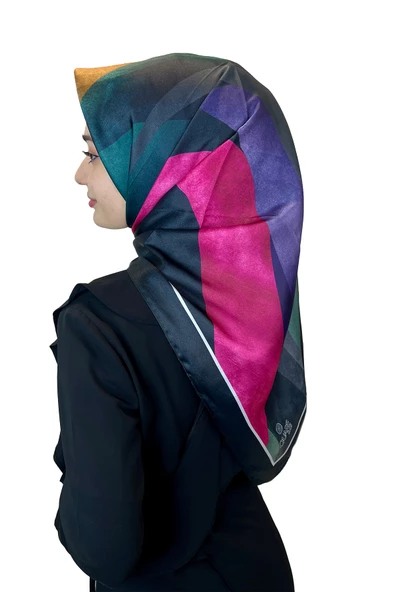 Quare Desenli Kristal Eşarp 01068  SİYAH ürün görseli 1