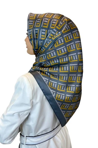 Quare Kristal Eşarp, Çizgi Desenli 01067  KOYU GRİ ürün görseli 1
