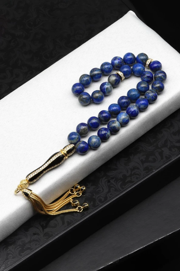 Lapis Lazuli Doğal Taş Tesbih 925 Ayar Gümüş 8 mm Küre Kesim ürün görseli 1
