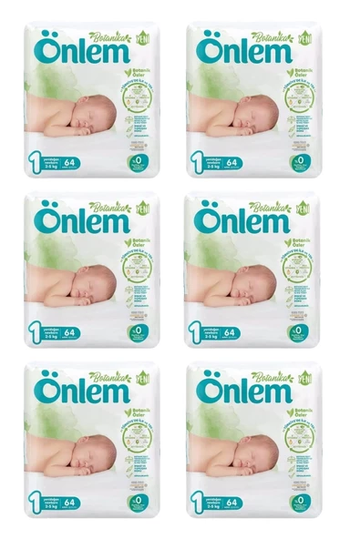 Önlem Botanika 1 Beden Bebek Bezi Yenidoğan Newborn 64 Lü x 6 Adet ürün görseli 1