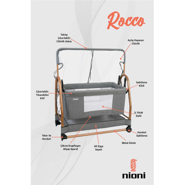 NİONİ ROCCO GRİ BEŞİK - Resim 2