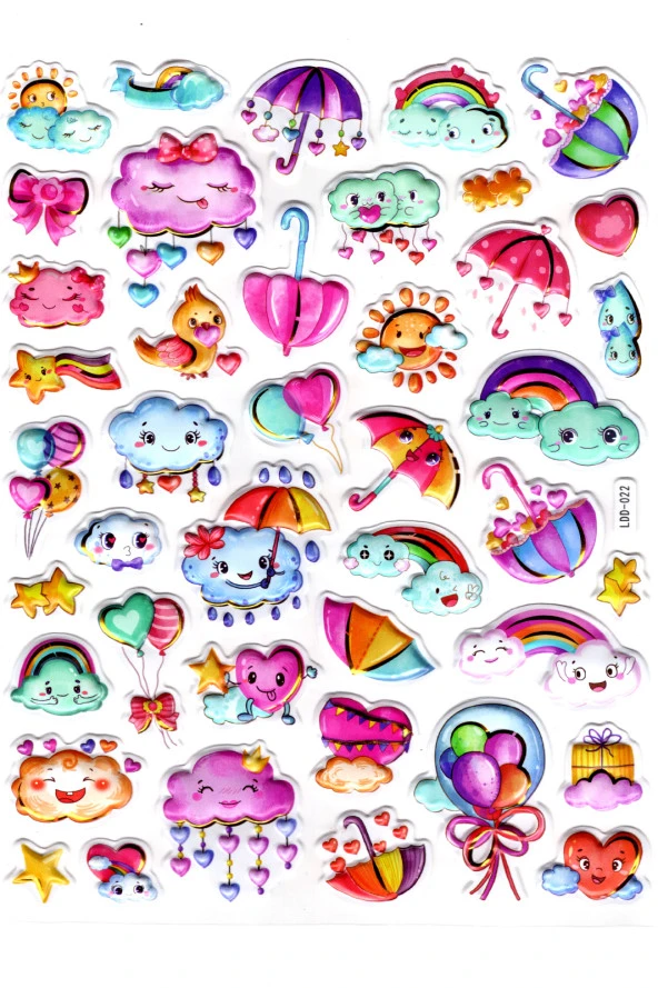 Sticker Kabartmalı Stiker Defter Planlayıcı Etiket (Ldd022)-24x19cm - Mutlu Bulutlar ürün görseli 1