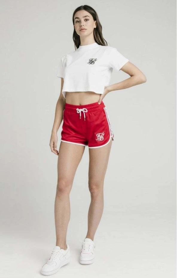 SikSilk Şeritli - Shadow Silk Gym Shorts – Red - Resim 3