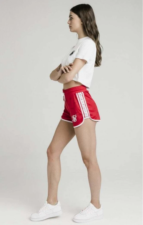 SikSilk Şeritli - Shadow Silk Gym Shorts – Red - Resim 4