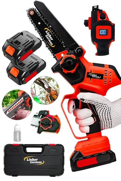 Lieber German Ryobi Seri 21 V Dijital Şarj Göstergeli Karbon Motor Şarjlı Akülü Dal Kesme Budama Testere Makinesi ürün görseli 1