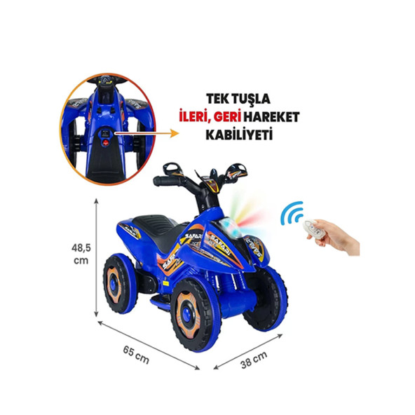 UJ Toys Uzaktan Kumandalı Akülü Atv 6v Safari 2-4 Yaş Mavi ürün görseli 1