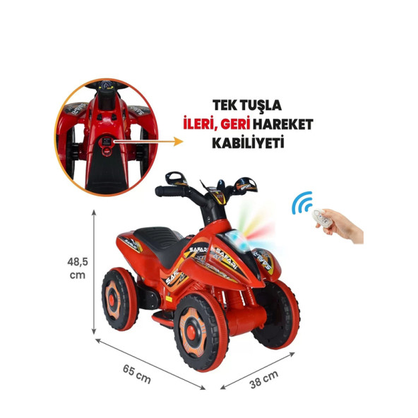 UJ Toys Uzaktan Kumandalı Akülü Atv 6v Safari 2-4 Yaş Kırmızı ürün görseli 1