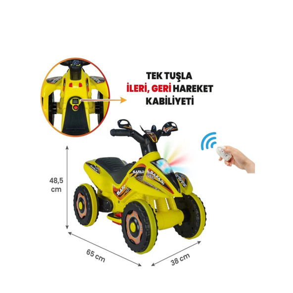 UJ Toys Uzaktan Kumandalı Akülü Atv 6v Safari 2-4 Yaş Sarı ürün görseli 1