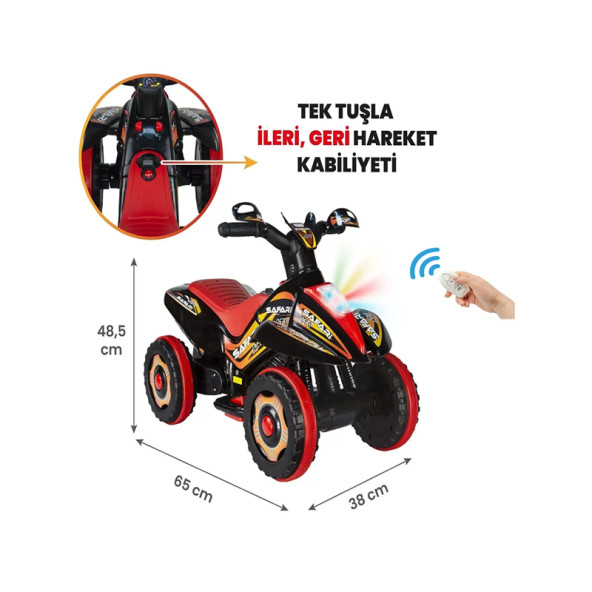 UJ Toys Uzaktan Kumandalı Akülü Atv 6v Safari 2-4 Yaş  Siyah ürün görseli 1