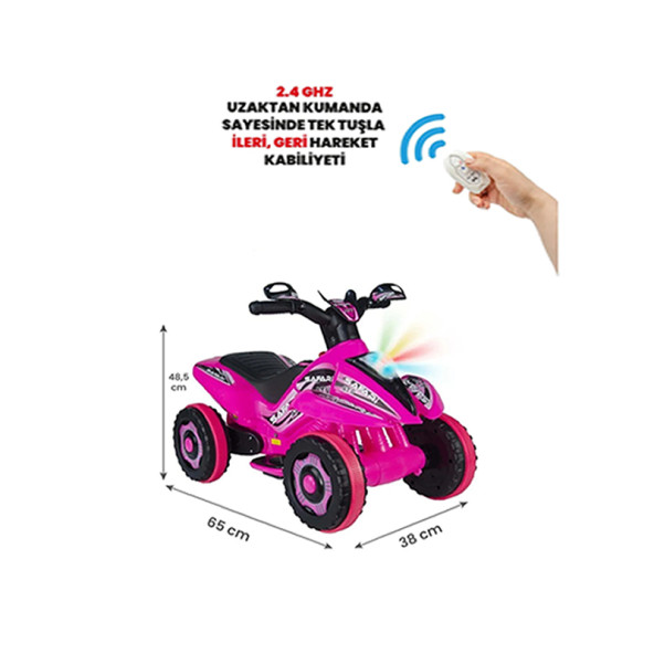 UJ Toys Uzaktan Kumandalı Akülü Atv 6v Safari 2-4 Yaş Pembe ürün görseli 1