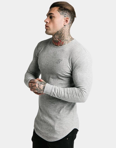 SikSilk Fırçalı Örgü Erkek Jumper Gri ürün görseli 1
