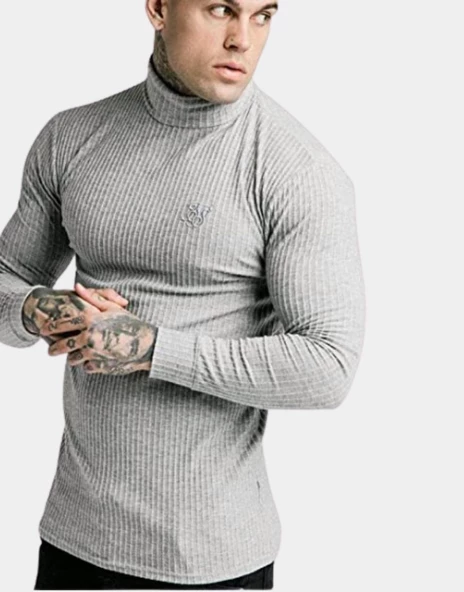 SikSilk Fırçalı Örgü Erkek Balıkçı Jumper Gri ürün görseli 1