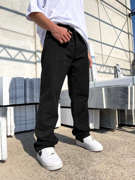 Premium Baggy Erkek Kot Pantolon Siyah ürün görseli 1