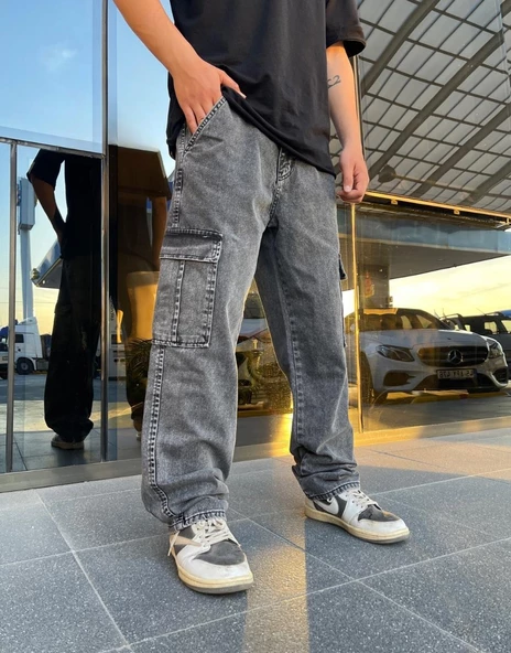 Premium Baggy Kargo Pantolon Antrasit - Resim 4