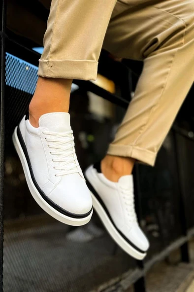 CH979 Santoni GBT Spor Erkek Ayakkabı BEYAZ/SIYAH ürün görseli 1