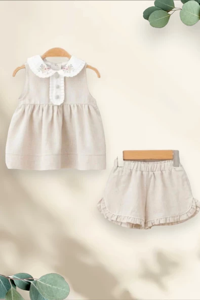 Miomini Bebe Yaka Nakışlı Kız İkili Takım (6-24 Ay ) ürün görseli 1