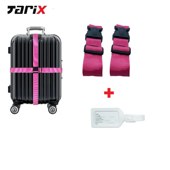 tarix 2 adet Pembe Valiz kemeri + 1 adet Beyaz valiz etiketi ürün görseli 1