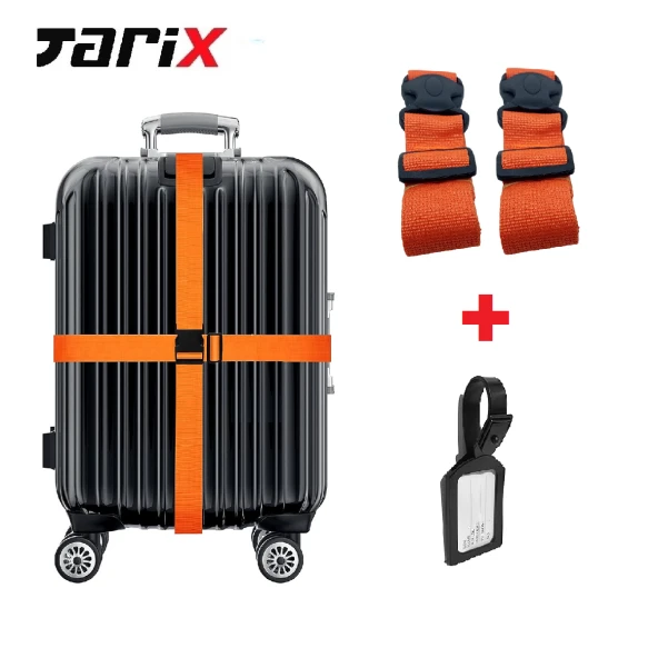 tarix 2 adet Turuncu Valiz kemeri + 1 adet Siyah valiz etiketi ürün görseli 1