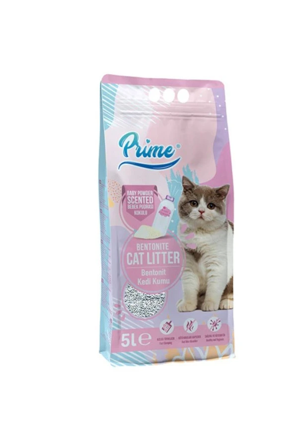 Prime İnce 5 Lt Pudralı Bentonit Kedi Kumu ürün görseli 1