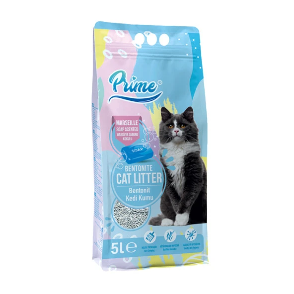 Prime İnce 5 Lt Marsilya Kokulu Bentonit Kedi Kumu ürün görseli 1