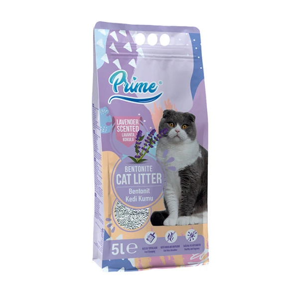 Prime İnce 5 Lt Lavanta Kokulu Bentonit Kedi Kumu ürün görseli 1