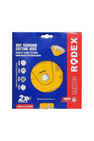 Rodex Elmas Kesme Disk Testeresi 180x22.23 mm Rrx180 ürün görseli 1