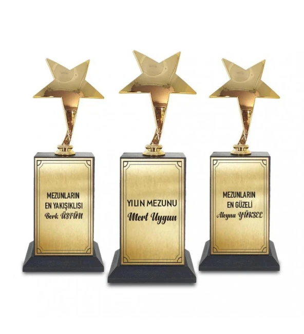 Kişiye Özel Mezuniyet Gold Yıldız Büyük Boy Oskar Ödülü HK2219 ürün görseli 1