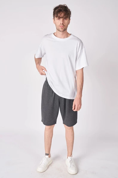 Erkek Pamuk Karışımlı Oversize Bermuda - Resim 10