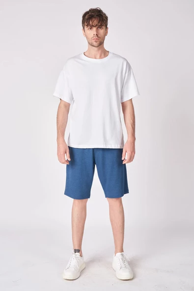 Erkek Pamuk Karışımlı Oversize Bermuda - Resim 6