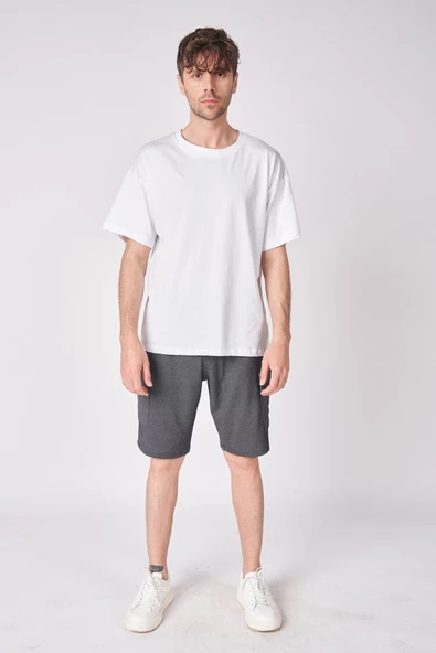 Erkek Pamuk Karışımlı Oversize Bermuda - Resim 6