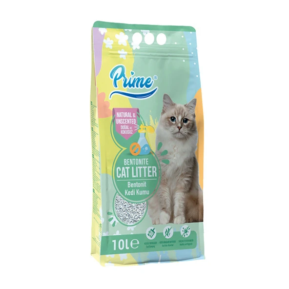 Prime İnce 10 Lt Bentonit Kedi Kumu Kokusuz ürün görseli 1