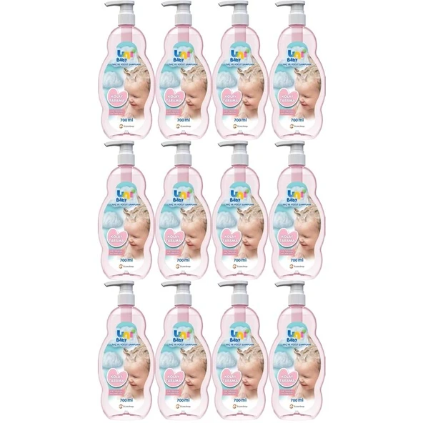 Uni Baby Bebek Kolay Tarama Saç ve Vücut Şampuanı 700ML (Pompalı) (12 Li Set) ürün görseli 1