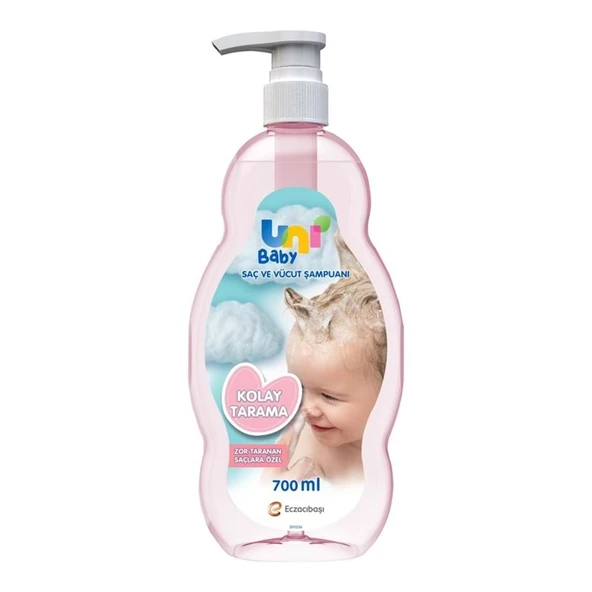 Uni Baby Bebek Kolay Tarama Saç ve Vücut Şampuanı 700ML (Pompalı) (5 Li Set) ürün görseli 1