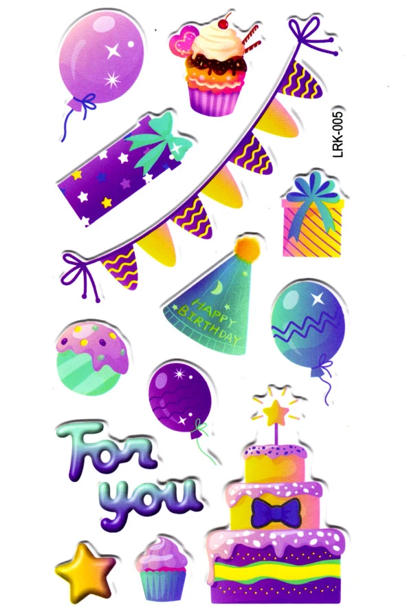 Sticker Kabartmalı Stiker Defter Planlayıcı Etiket (Lrk005)-17x9 cm- Parti Pasta ürün görseli 1