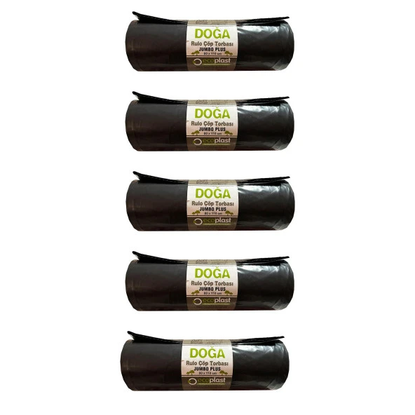Ecoplast Jumbo Boy Siyah Çöp Torbası Poşeti - 700 Gr. - 90 Litre - 80 x 110 Cm / 10 Adetlik 5 Rulo ürün görseli 1