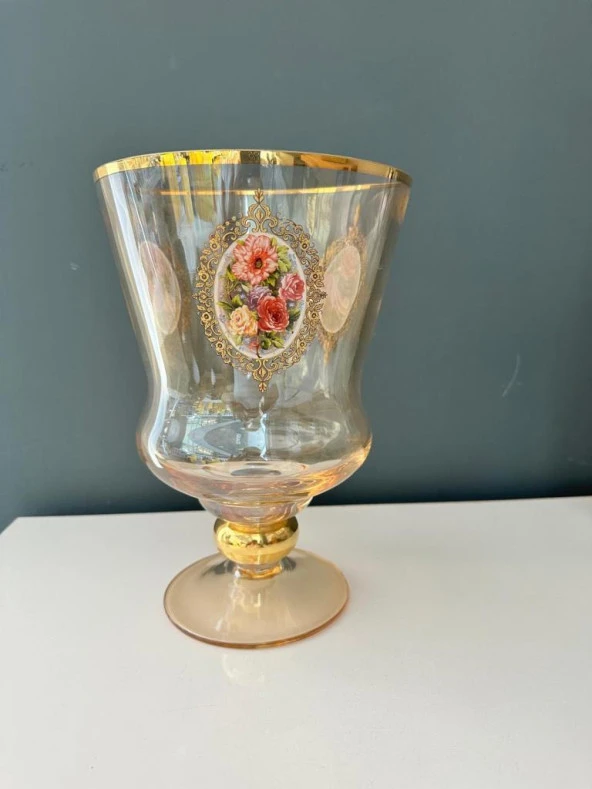 DECORİUM VAZO AYAKLI ROMANTİCA BAL M00680 ürün görseli 1