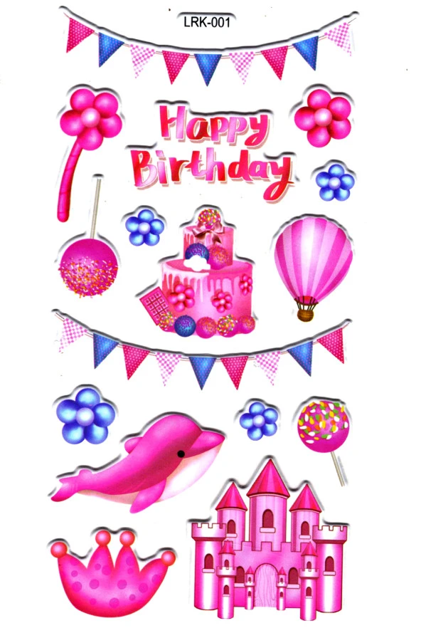 Sticker Kabartmalı Stiker Defter Planlayıcı Etiket (Lrk001)-17x9 cm- Doğum günü Şato ürün görseli 1